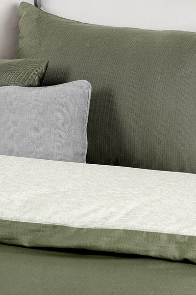 Madame Coco Cher Doppeltes Bettbezug-Set aus Baumwolle mit Print - Khaki