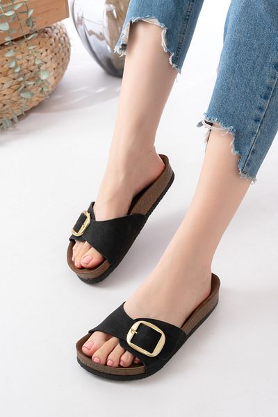 GNY AYAKKABI Casual Slippers - Orthopedic Sole and Single Buckle