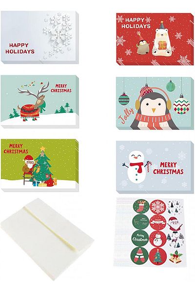 TUYA Set of 24 greeting cards, 24 envelopes and 24 Tuya-au stickers, paper, multicolor