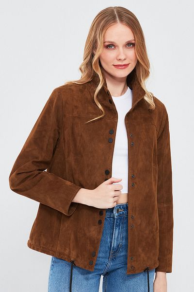 Derimod Lopez Women's Oversize Suede Leather Jacket - Brown 24sge 518110