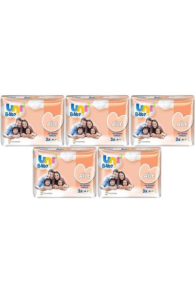 Uni Baby 52 Sheets Wet Towel Wipes (Set of 15) and 780 Sheets (5Pk*3) Family Kit
