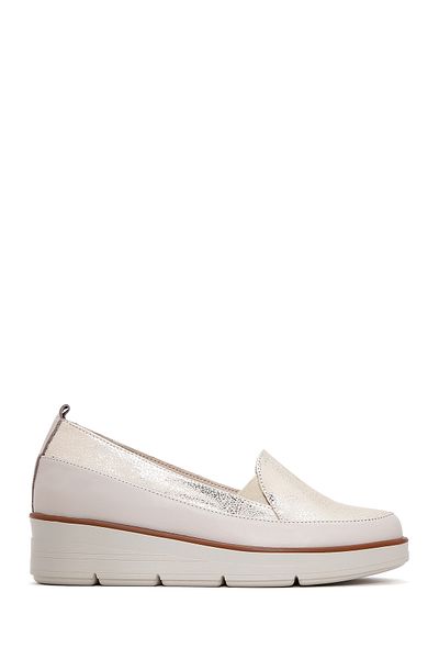 Derimod Beige Leather Women's Loafer - Comfort 24sfd 410414