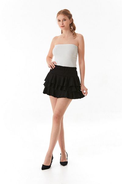 Fulla Moda Bürümcük Fabric Frilly Shorts Skirt