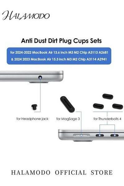 HALAMODO 5PCS Anti Dust Plug Set for Apple MacBook Pro Dirt Port Plug Laptop Soft Silicone Anti Dirt Protecti