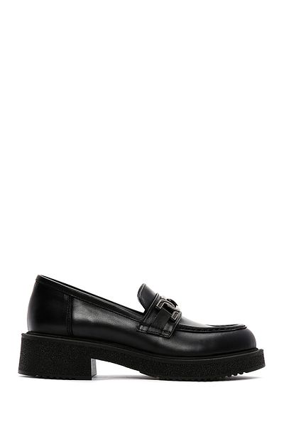 Derimod Loafer din piele neagră - Detaliu cu lanț, masculin, 24WFD 180718
