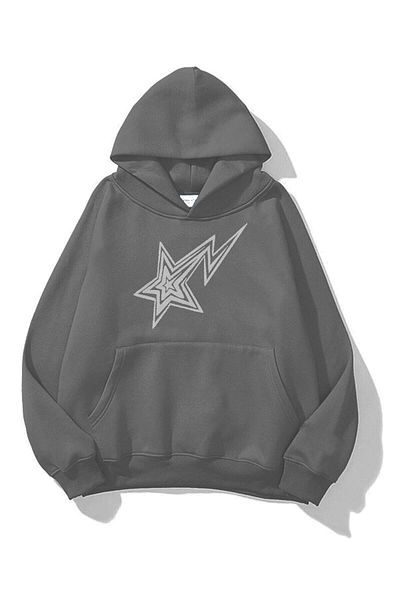 Trendiz Ανθρακί Unisex Κομψό μακρύ κοντό φούτερ