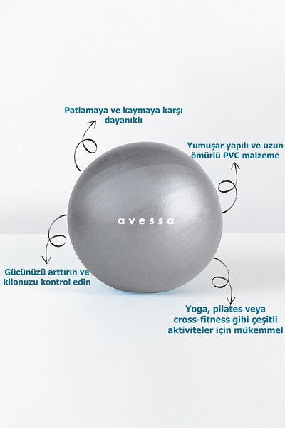 Verahed Avessa Grey Mini Pilates Ball - 25cm Aerobic Cardio Gymnastics Exerciser