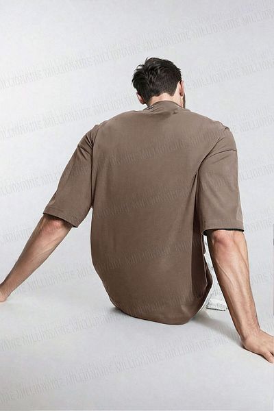 Teenage Millionaire Ανδρικό μπλουζάκι Free Life Mocha Brown Crew Neck Oversize Salas