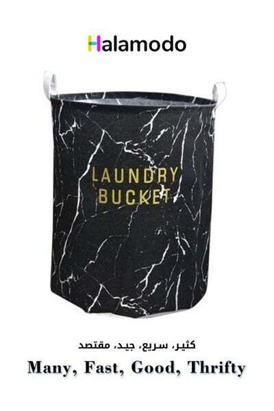 HALAMODO Clothes Storage Basket Black, Marble Printed Dirty Clothes Basket, Foldable Fabric Storage Basket 40