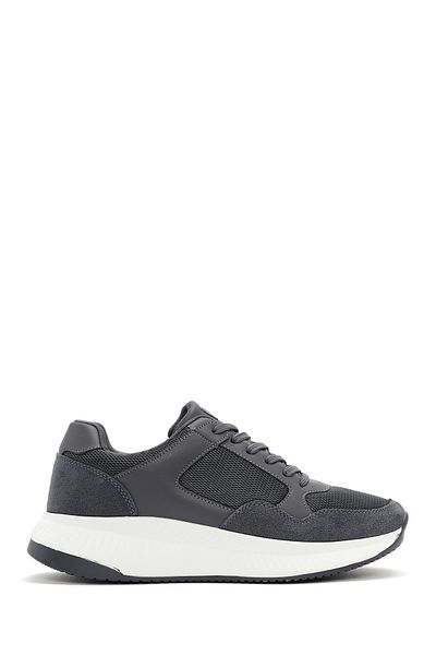 Derimod Zero Men's Gray Thick Sole Lace-Up Fabric Sneaker 24Wfd 691214