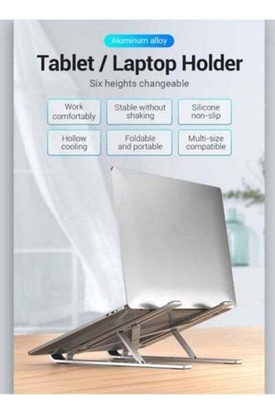 HALAMODO Foldable Laptop Stand Silver, Portable Lift-Adjustable Computer Elevation Stand, Computer Cooling Ra