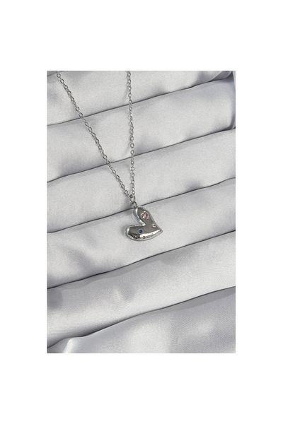 Skygo 316L Steel Chain Silver Color Color Zircon Stone Heart Necklace - Tj-Bko8906
