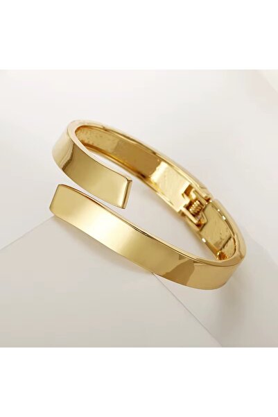 Siya Silver Özel Seri Altın Kaplama Gold Renk Çapraz Kelepçe Bileklik