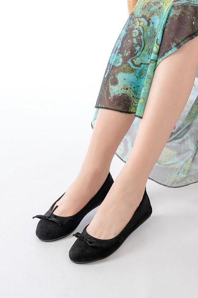 Moda Asmira 6101 Black Suede Bow Casual Women's Babet
