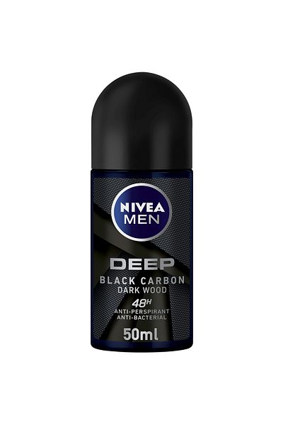 NIVEA NIVEA MEN DEEP Black Carbon, Antiperspirant for Men, Antibacterial, Roll-on 50ml