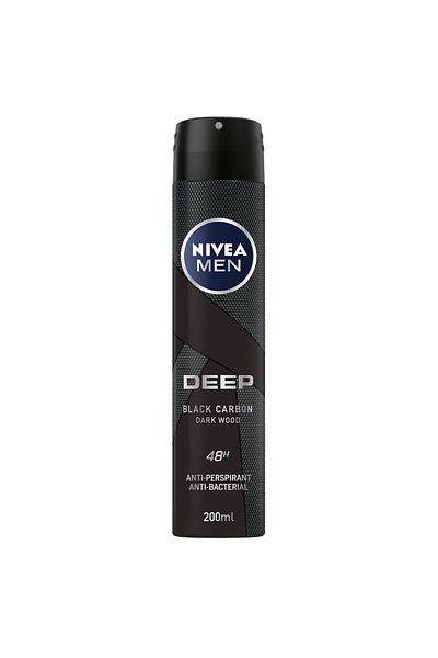 NIVEA NIVEA MEN DEEP Black Carbon, Antiperspirant for Men, Antibacterial, Spray 200ml