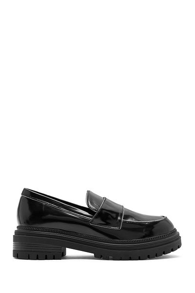 Derimod Women's Black Thick Sole Leather Masculine Loafer 24Wfd 184122