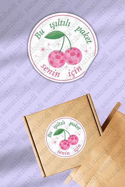 sanatıbedi 50Pcs Please Belong to You Shaped Sticker - 3X3Cm Size Packaging Sticker