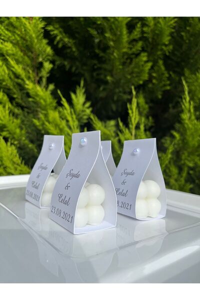 Bernami Official Beyaz Kişiye Özel Bubble Mum Hediyelikleri Söz,nişan,nikah,d...