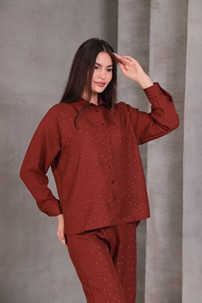 Mia Kadın Tesettüre Uygun Oversize Taşlı Ikili Takım