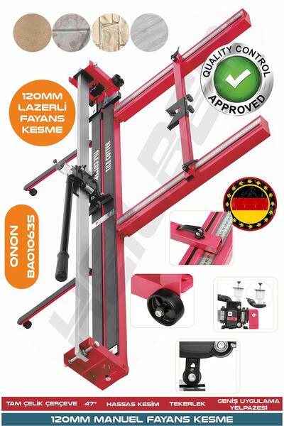 HEİLBER YENİ NESİL RED 120CM LAZERLİ YAĞLI ÇİFT SÜRGÜLÜ HASSAS KESİM METRELİ SERAMİK FAYANS GRANİT KESME MAK