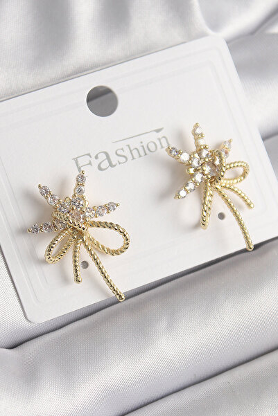 Skygo Brass Gold Color Zircon Stone Star Knot Model Women's Earrings - Tj-Bkp9951