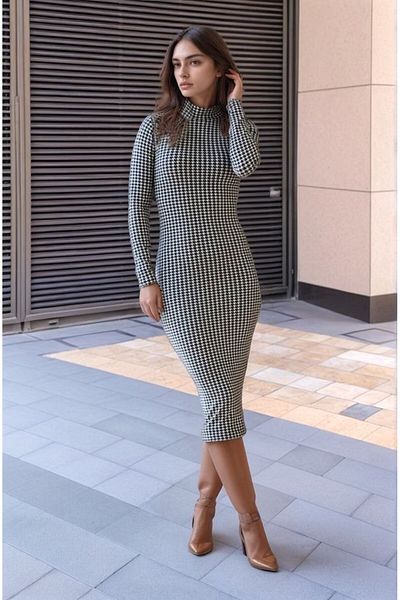 Kokosh moda Γυναικείο μοτίβο λοστός από ύφασμα σουέτ Ευκαιρία προϊόν Φόρεμα μεσαίου μήκους