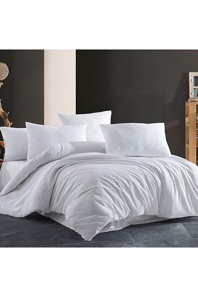 Kotonia Home Ranforce Crepe Bed Linen Set, white, for 1 person