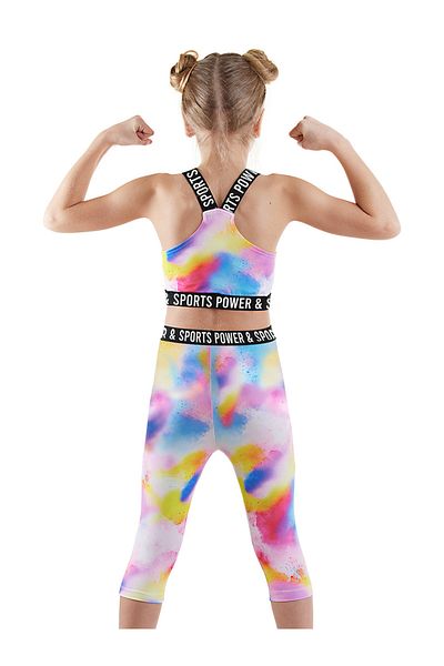 Denokids Batik-Mädchen-Crop-Top-Sport-Leggings-Set