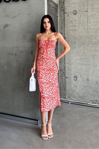 02Lady Fashion Camisole Fabric Print Midi Dress with Straps Report