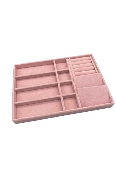 MeGass Dekor Domestic Production Helsinki Model Suede Coating Pink Color Multiple Mix Drawer Jewelry Organizer