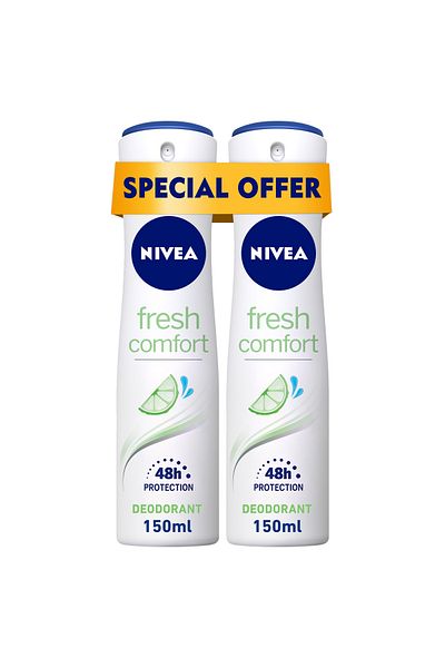 NIVEA Fresh Comfort, Deodorant for Women, Spray 150ml,  Pack of 2
