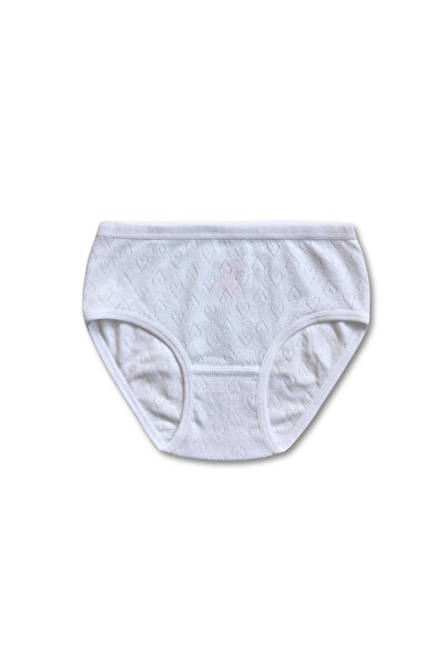 GizaKids 100% Cotton Girl's White Jacquard Slip Panties Underwear Set of 6