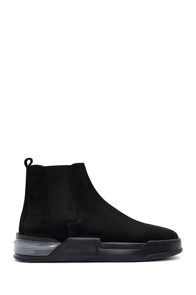 Derimod Men's Black Suede Leather Casual Chelsea Boots 24Wfd 631310