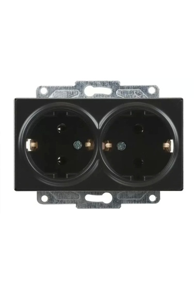 Günsan EQONA SİYAH İKİLİ TOPRAKLI PRİZ DÜĞME MEKANİZMA SIVAALTI