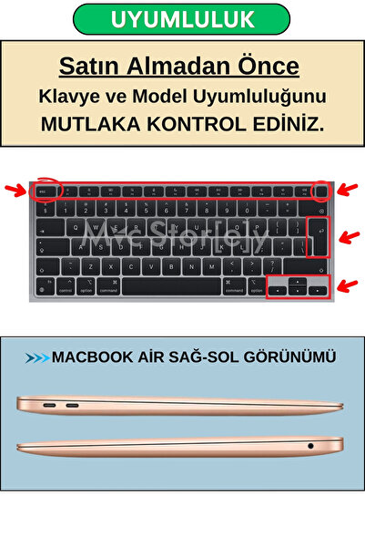 Mcstorey Macbook Air 13inç Klavye Koruyucu (UK-İNGİLİZCE) Touchıd'li A1932 (2018/2020) Uyumlu