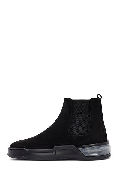 Derimod Men's Black Suede Leather Casual Chelsea Boots 24Wfd 631310