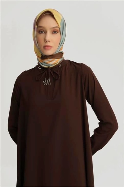 Armine Bağcık Detaylı Tunik 25yh4202 Kahverengi