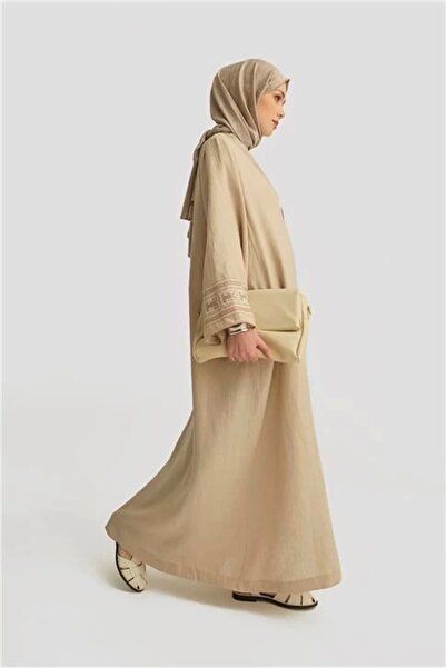 Armine Nakış Detaylı Abaya 25yd4239 Bej