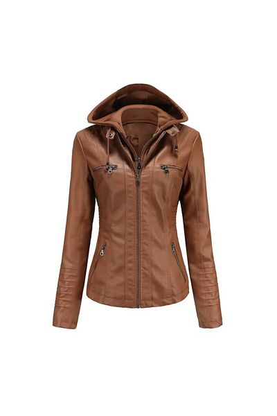 NYC GİYİM TEKSTİL Women's Jacket Genuine Lambskin Hooded