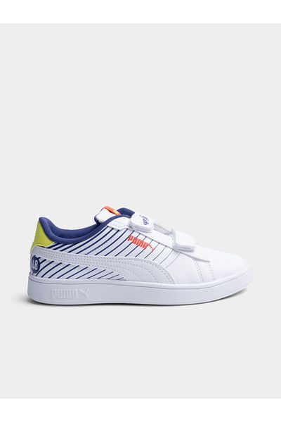 Puma Pantofi sport pentru copii Smash 3.0 Poised 2 Race alb