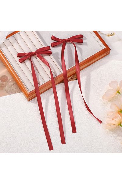 Fiyonks Atölye Accesoriu pentru păr cu clemă cu fundă din satin, 2 bucăți, agrafă pentru femei