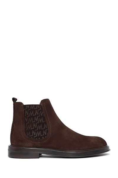 Derimod Men's Brown Suede Leather Chelsea Boots 24Wfd 605010