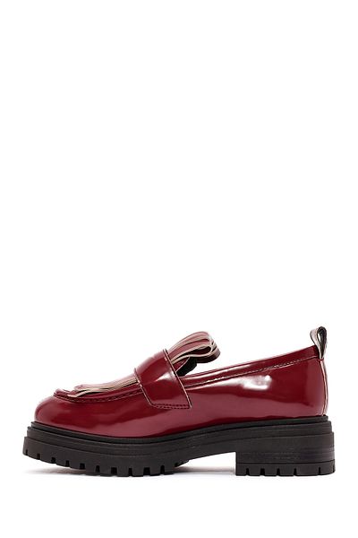 Derimod Acbc X Derimod Women's Burgundy Thick Soled Masculine Loafer 24Wfd 435522