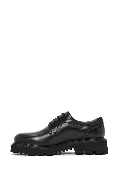 Derimod Men's Black Laced Leather Casual Shoes 24Wfd 722118