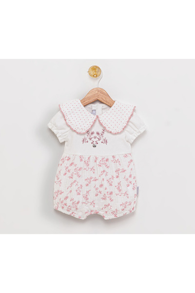Butik Baby Collar Snap Fastener Muslin Fabric Jumpsuit