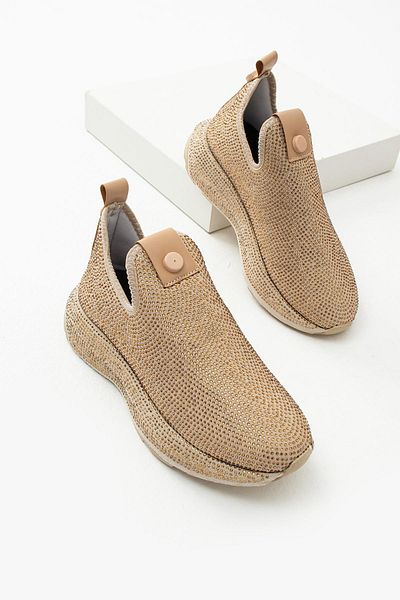 diclepolat Pantofi de damă - Talpă groasă, elastic, detaliu de piatră albă, pantofi sport