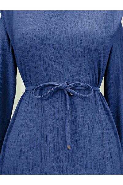Modamorfo Padded Shoulder Laced Wrap Dress -Indigo