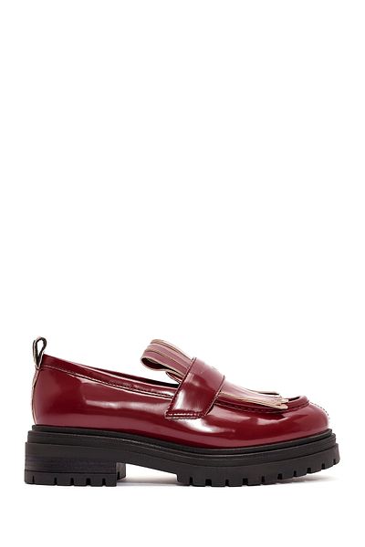 Derimod Acbc X Derimod Women's Burgundy Thick Soled Masculine Loafer 24Wfd 435522