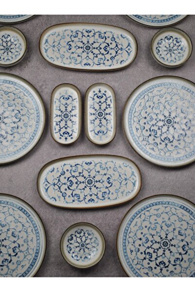 Qualitev Eskitme Desenli Porselen 14 Parça Kahvaltı Takımı 6 Kişilik